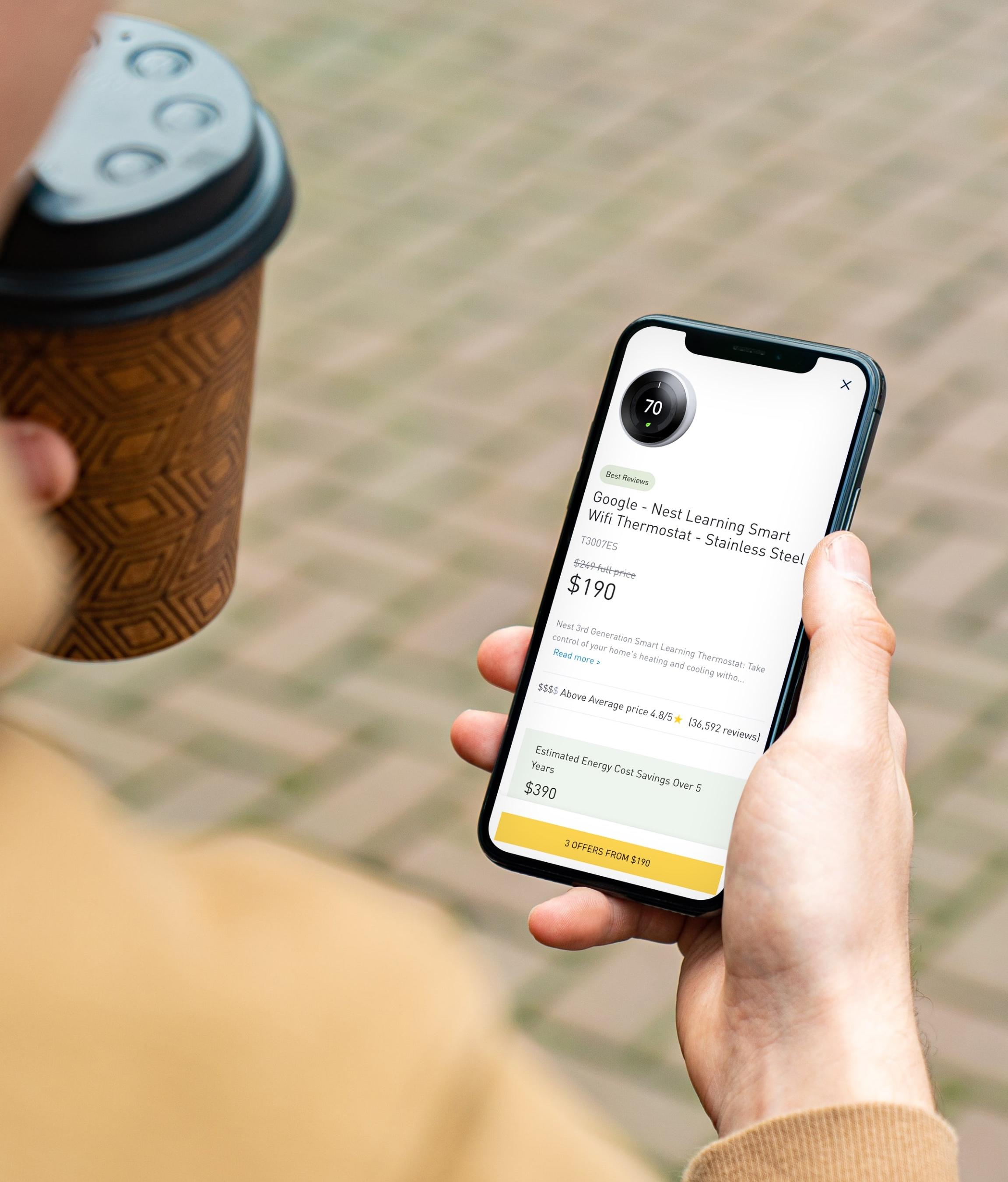 Image of a phone showcasing the PG&E Marketplace